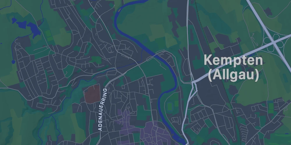 Map with marker in Kempten, Germany